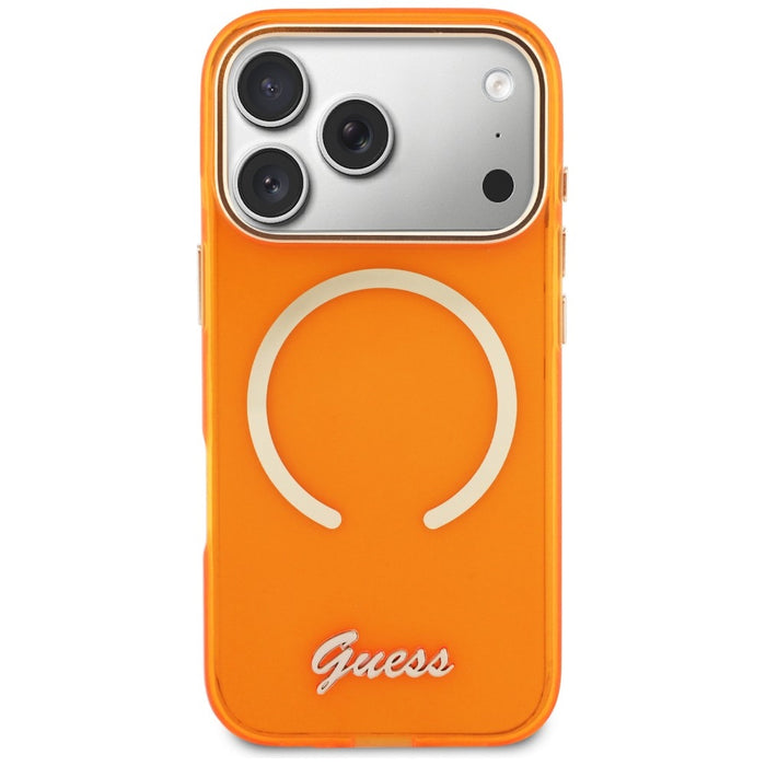 Guess IML Script Metal MagSafe Case for iPhone 17 Pro - Orange