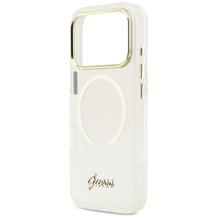 Guess IML Script Metal MagSafe Case for iPhone 17 Pro - Clear