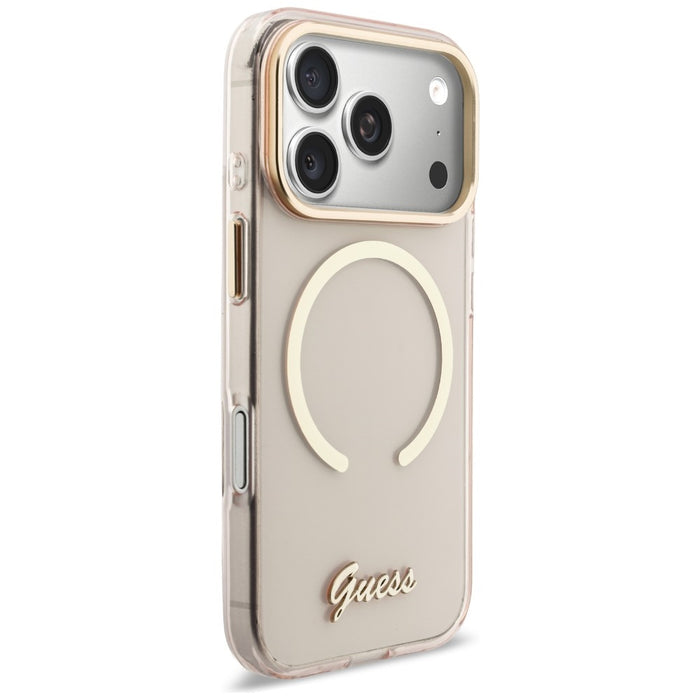 Guess IML Script Metal MagSafe Case for iPhone 17 Pro - Pink