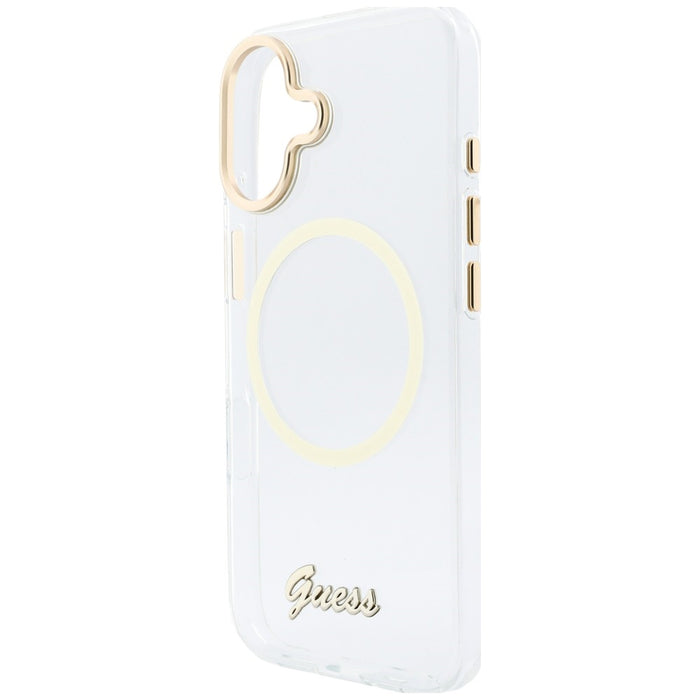 Guess IML Script Metal MagSafe Case for iPhone 17 - Transparent