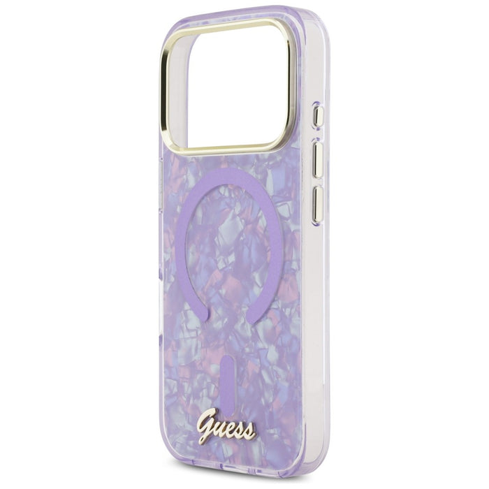 Guess IML Shell Script Metal MagSafe Case for iPhone 17 Pro Max - Purple