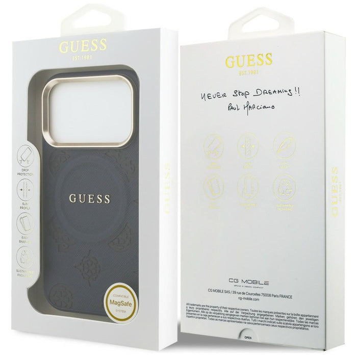 Guess Peony Hot Stamp MagSafe Case for iPhone 17 Pro - Blue
