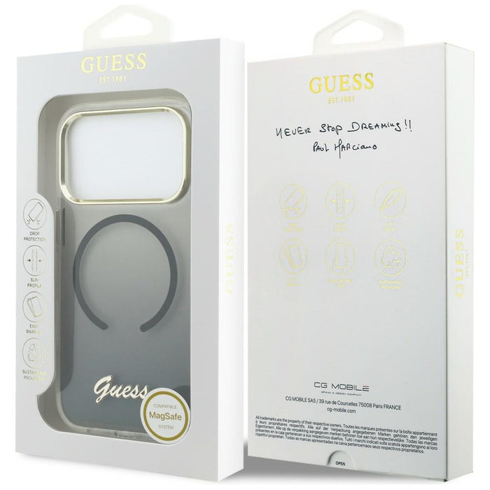 Guess IML Gradient Script Metal MagSafe Case for iPhone 17 Pro - Black