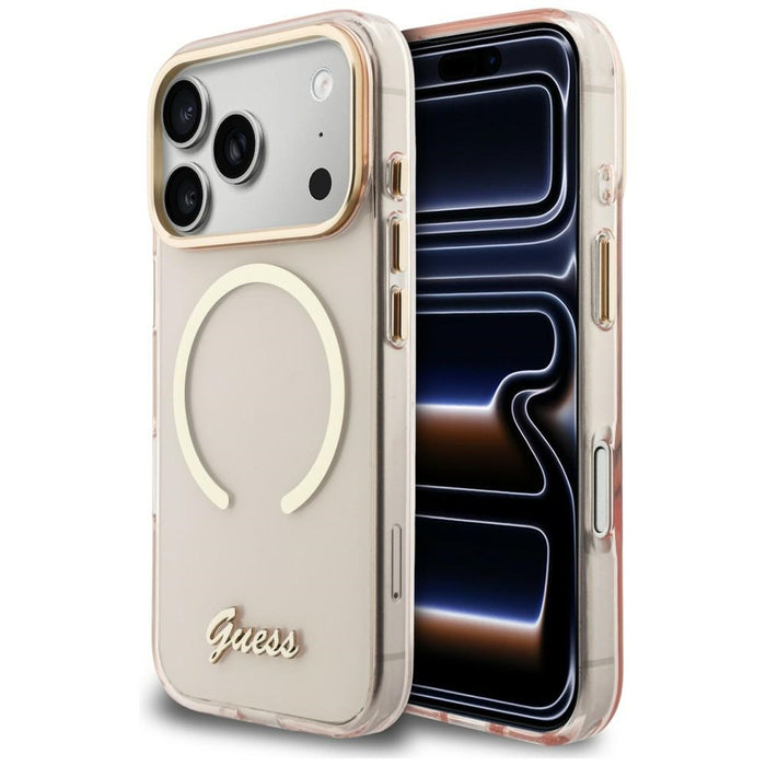 Guess IML Script Metal MagSafe Case for iPhone 17 Pro Max - Pink