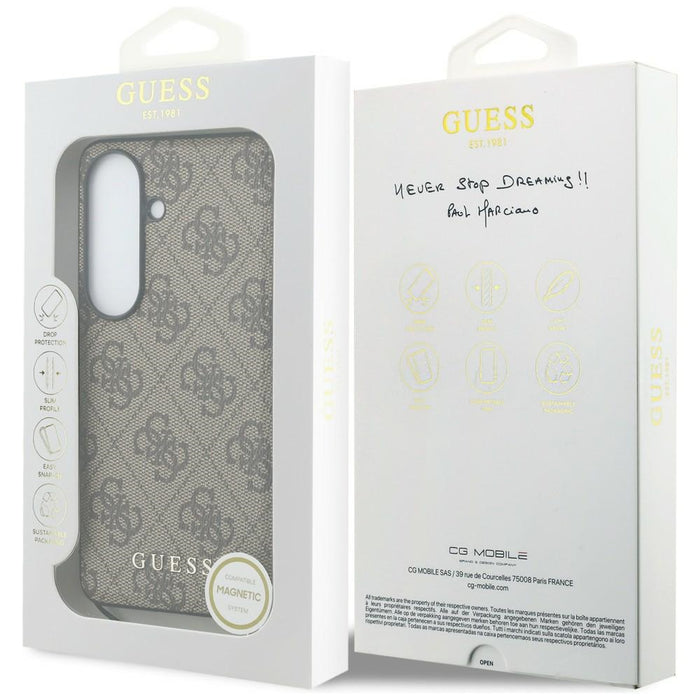 Guess 4G Classic Logo Charm MagSafe Case for Samsung Galaxy S26 - Brown