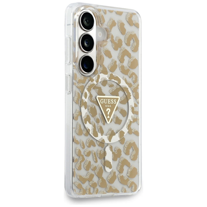Guess IML Leopard Print Triangle MagSafe Case for Samsung Galaxy S26 - Brown