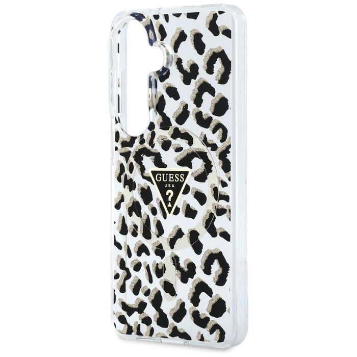 Guess IML Leopard Print Triangle MagSafe Case for Samsung Galaxy S26 - Black