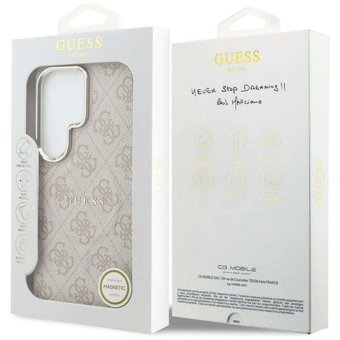 Guess 4G Embossed Ring MagSafe Case for Samsung Galaxy S26 Ultra - Pink