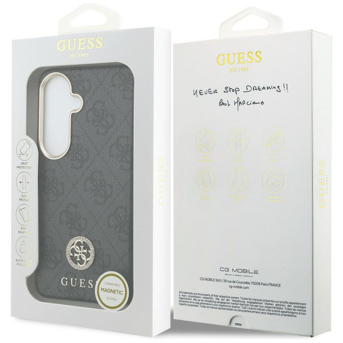 Guess 4G Rhinestone Round Logo MagSafe Case for Samsung Galaxy S26 - Black