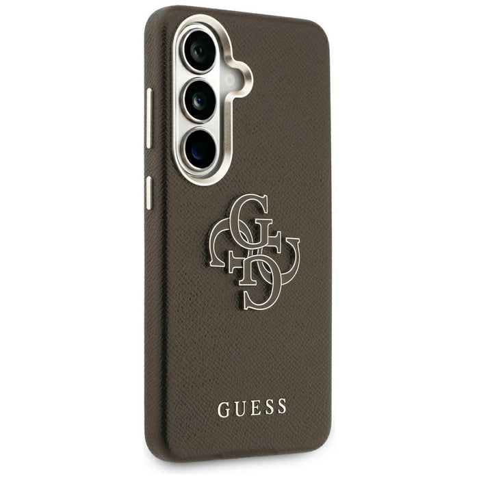 Guess Grained Big 4G Metal Logo Case for Samsung Galaxy S26 - Brown