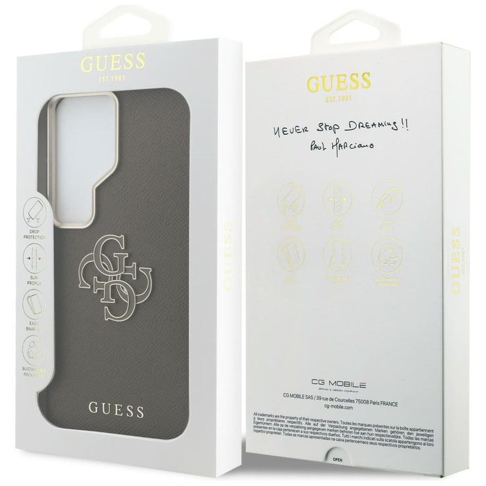 Guess Grained Big 4G Metal Logo Case for Samsung Galaxy S26 Ultra - Brown