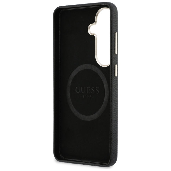 Guess Rhinestone Round Logo MagSafe Case for Samsung Galaxy S26+ - Black