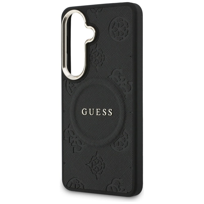 Guess Saffiano Peony Embossed Ring MagSafe case for Samsung Galaxy S26 - black