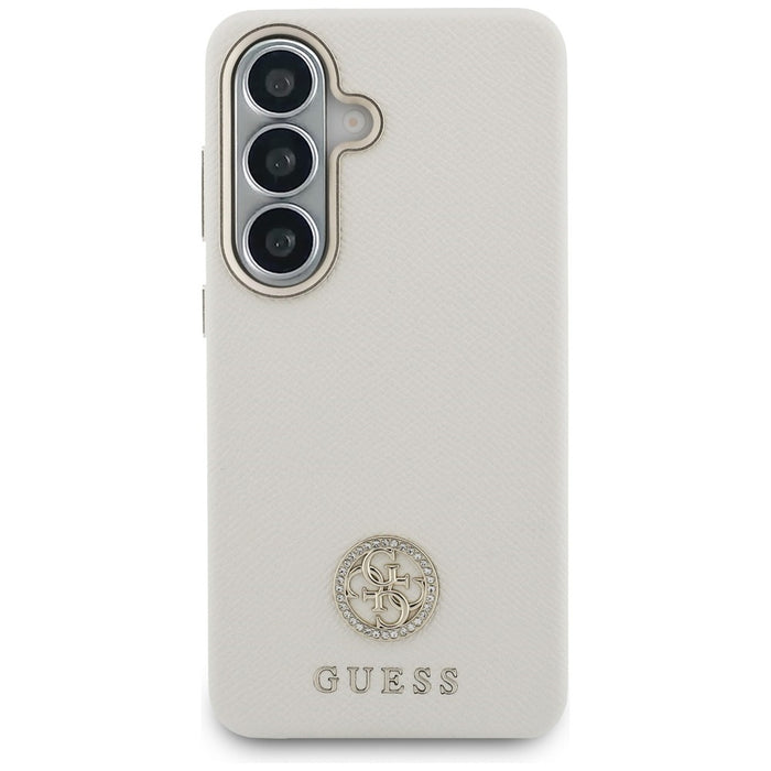 Guess Rhinestone Round Logo MagSafe Case for Samsung Galaxy S26+ - Beige