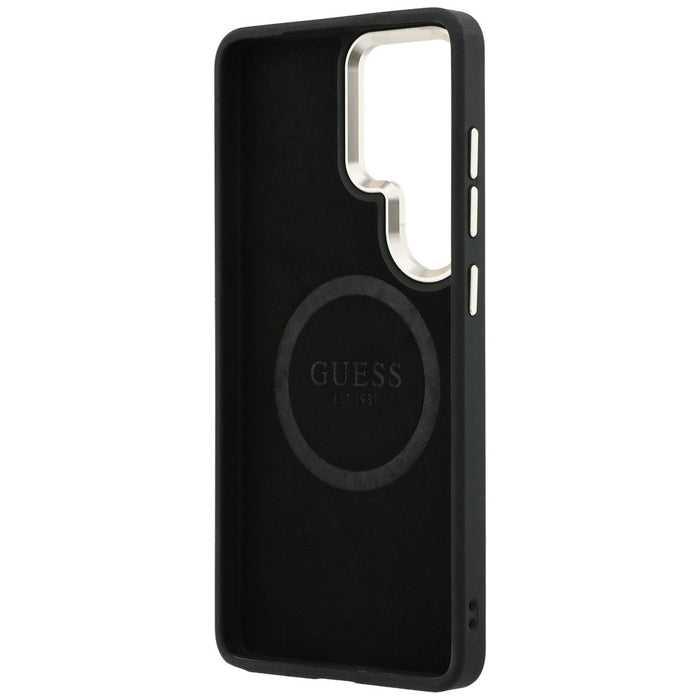 Guess Saffiano Peony Embossed Ring MagSafe Case for Samsung Galaxy S26 Ultra - Black