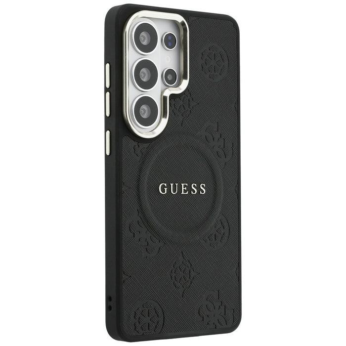 Guess Saffiano Peony Embossed Ring MagSafe Case for Samsung Galaxy S26 Ultra - Black