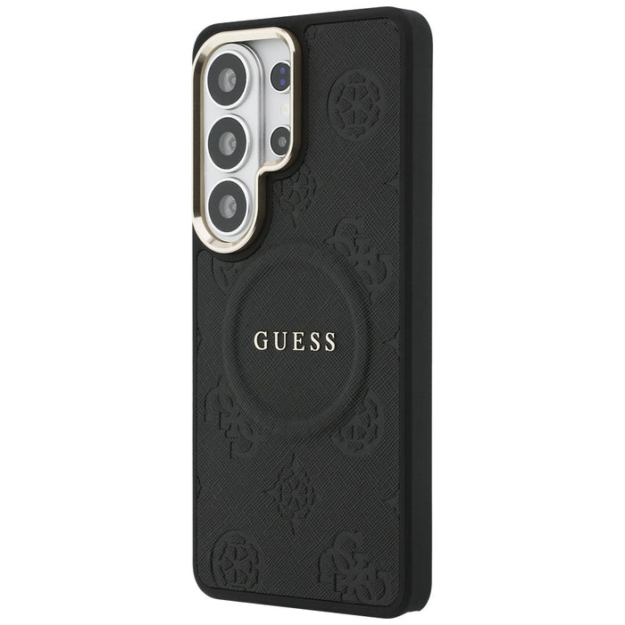 Guess Saffiano Peony Embossed Ring MagSafe Case for Samsung Galaxy S26 Ultra - Black