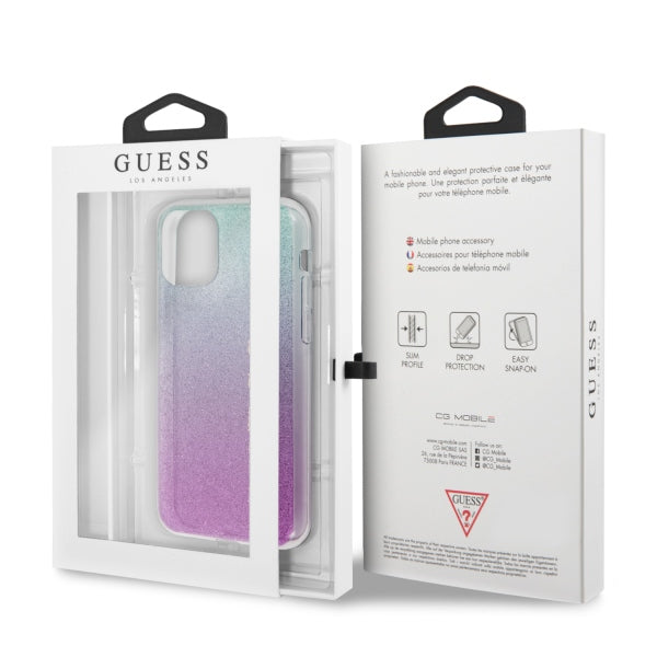 Guess GUHCN58PCUGLPBL iPhone 11 Pro rose blue/pink blue hard case Glitter Gradient