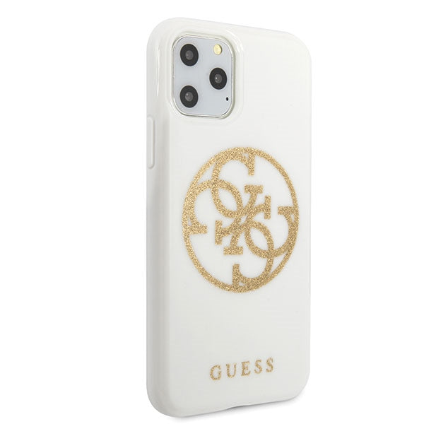 Guess GUHCN65TPUWHGLG iPhone 11 Pro Max white/white hard case Glitter 4G Circle Logo