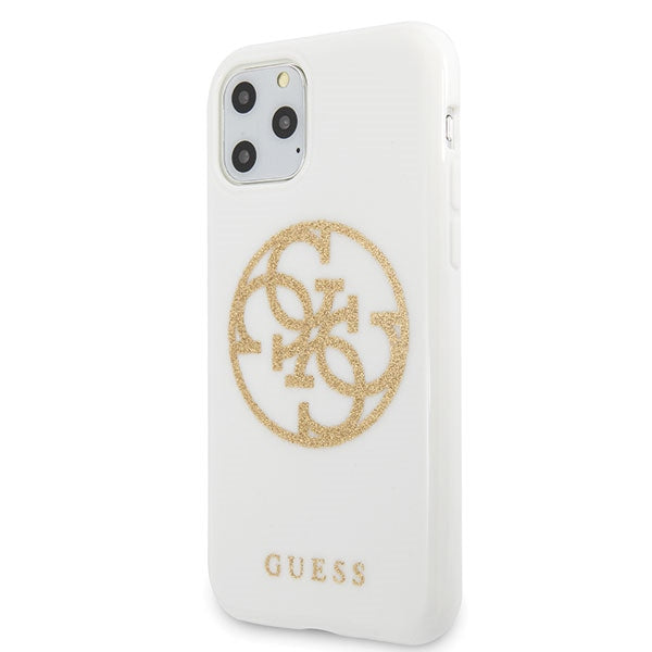 Guess GUHCN65TPUWHGLG iPhone 11 Pro Max white/white hard case Glitter 4G Circle Logo