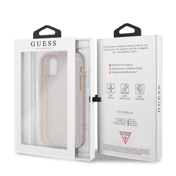 Guess GUHCN65PCGLPI iPhone 11 Pro Max pink/pink hard case Glitter