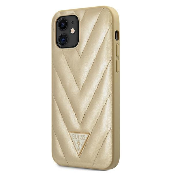 Guess GUHCP12SPUVQTMLBE iPhone 12 mini 5.4&quot; gold/gold hardcase V-Quilted Collection