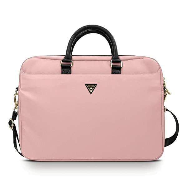 Guess Nylon Triangle Logo bag for a 16" laptop - pink