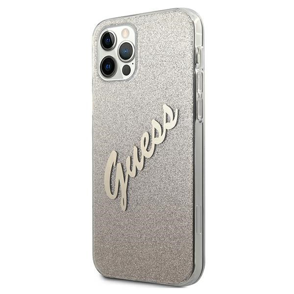 Guess GUHCP12LPCUGLSGO iPhone 12 Pro Max 6.7&quot; gold/gold hardcase Glitter Gradient Script