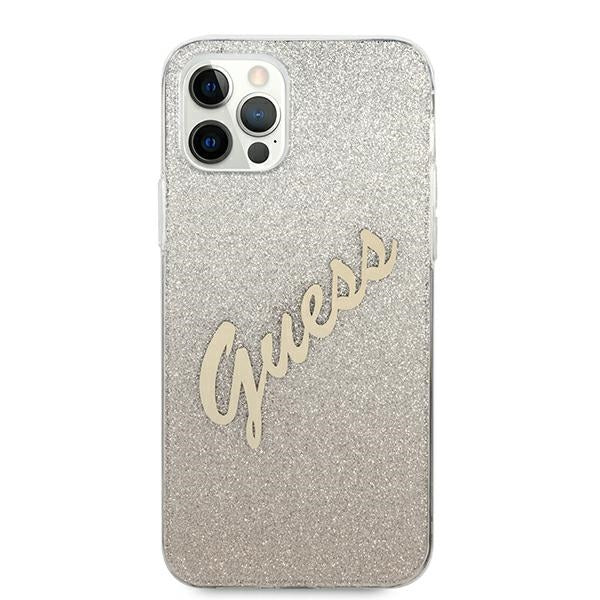 Guess GUHCP12LPCUGLSGO iPhone 12 Pro Max 6.7&quot; gold/gold hardcase Glitter Gradient Script
