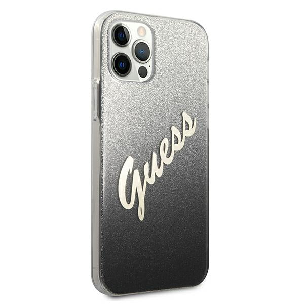 Guess GUHCP12MPCUGLSBK iPhone 12/12 Pro 6.1&quot; black/black hardcase Glitter Gradient Script