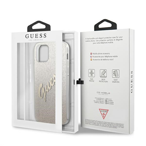 Guess GUHCP12MPCUGLSGO iPhone 12/12 Pro 6.1&quot; gold/gold hardcase Glitter Gradient Script