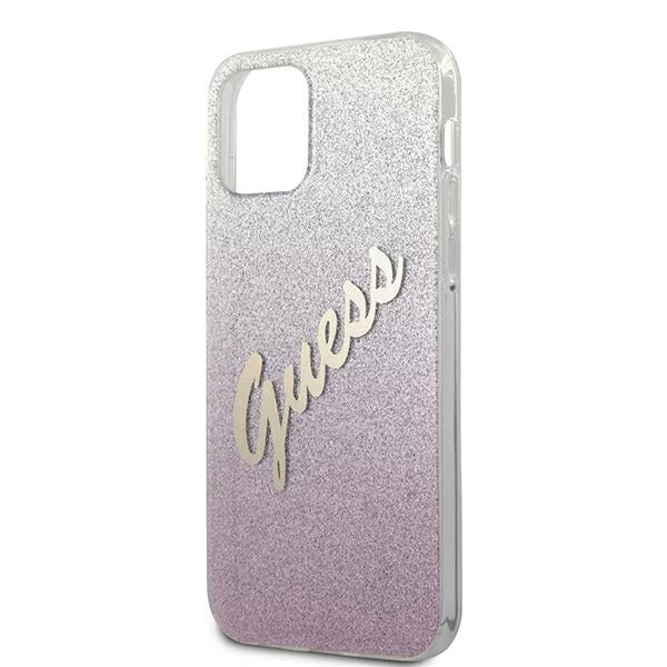 Guess GUHCP12MPCUGLSPI iPhone 12/12 Pro 6.1&quot; pink/pink hardcase Glitter Gradient Script
