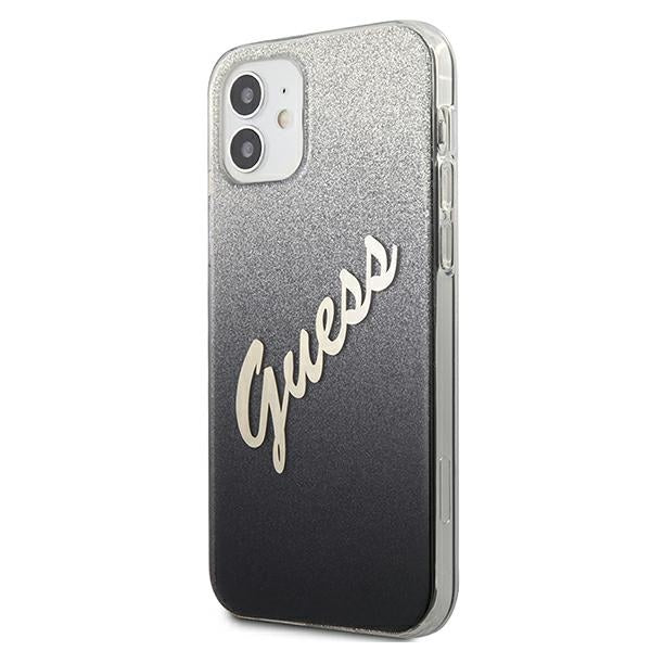 Guess GUHCP12SPCUGLSBK iPhone 12 mini 5.4&quot; black/black hardcase Glitter Gradient Script