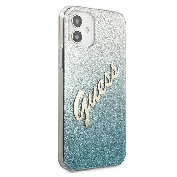 Guess GUHCP12SPCUGLSBL iPhone 12 mini 5.4" blue/blue hardcase Glitter Gradient Script