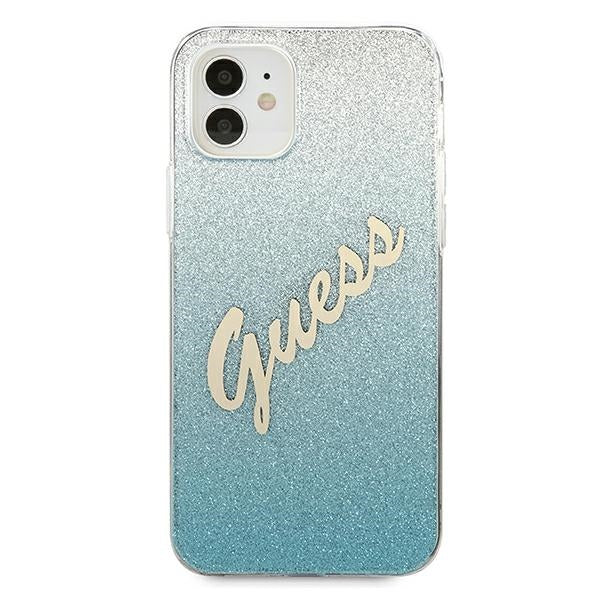 Guess GUHCP12SPCUGLSBL iPhone 12 mini 5.4" blue/blue hardcase Glitter Gradient Script