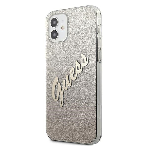 Guess GUHCP12SPCUGLSGO iPhone 12 mini 5.4" gold/gold hardcase Glitter Gradient Script