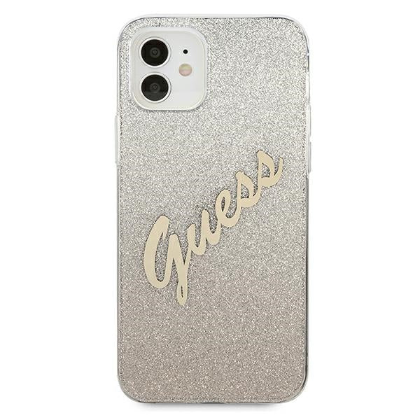 Guess GUHCP12SPCUGLSGO iPhone 12 mini 5.4&quot; gold/gold hardcase Glitter Gradient Script
