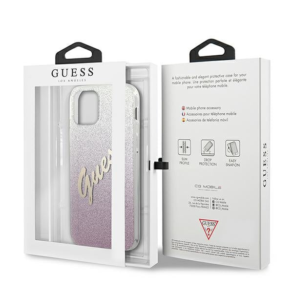 Guess GUHCP12SPCUGLSPI iPhone 12 mini 5.4&quot; pink/pink hardcase Glitter Gradient Script