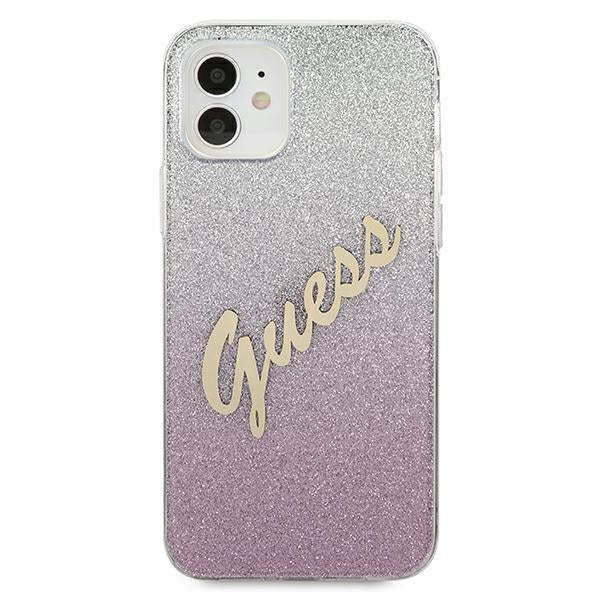 Guess GUHCP12SPCUGLSPI iPhone 12 mini 5.4&quot; pink/pink hardcase Glitter Gradient Script