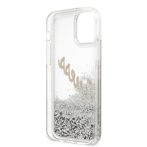 Guess GUHCP12LGLVSSI iPhone 12 Pro Max 6.7&quot; silver/silver hardcase Glitter Vintage Script