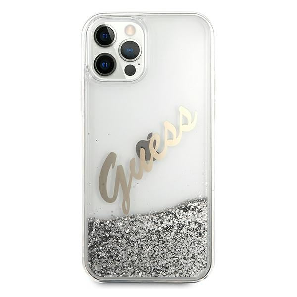 Guess GUHCP12LGLVSSI iPhone 12 Pro Max 6.7" silver/silver hardcase Glitter Vintage Script