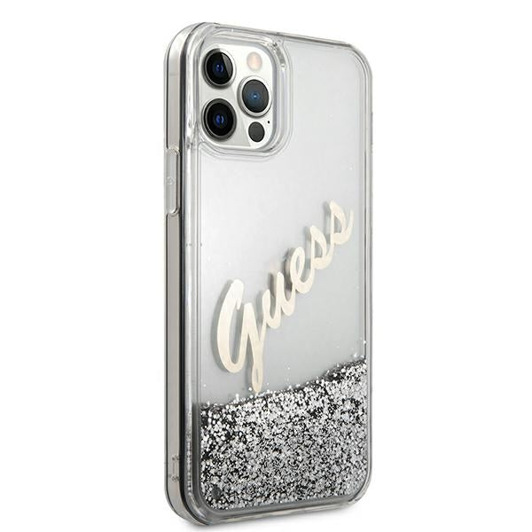 Guess GUHCP12LGLVSSI iPhone 12 Pro Max 6.7" silver/silver hardcase Glitter Vintage Script