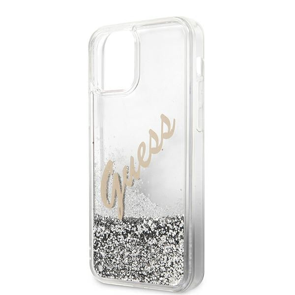 Guess GUHCP12LGLVSSI iPhone 12 Pro Max 6.7&quot; silver/silver hardcase Glitter Vintage Script