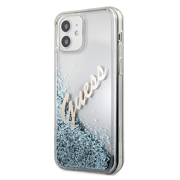 Guess GUHCP12SGLVSBL iPhone 12 mini 5.4&quot; blue/blue hardcase Glitter Vintage Script