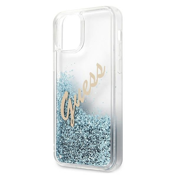 Guess GUHCP12SGLVSBL iPhone 12 mini 5.4&quot; blue/blue hardcase Glitter Vintage Script