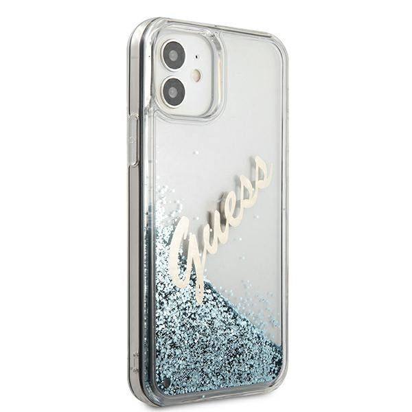 Guess GUHCP12SGLVSBL iPhone 12 mini 5.4" blue/blue hardcase Glitter Vintage Script