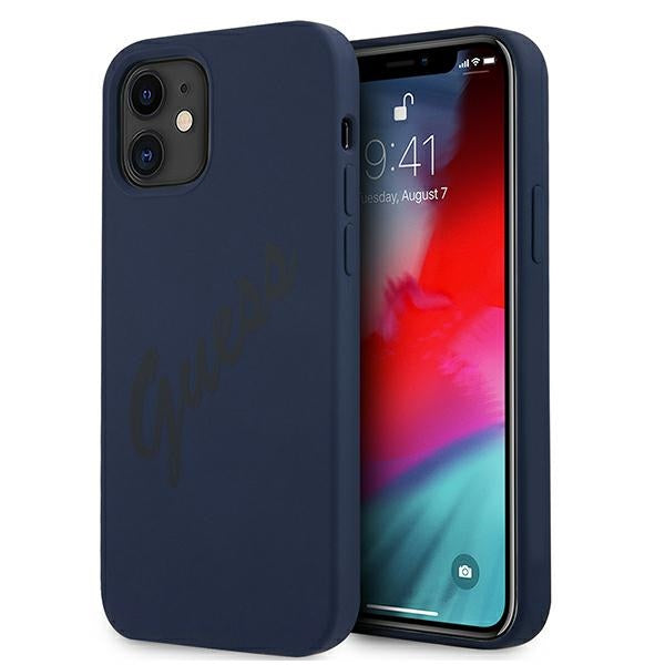Guess GUHCP12SLSVSBL iPhone 12 mini 5.4&quot; blue/blue hardcase Script Vintage