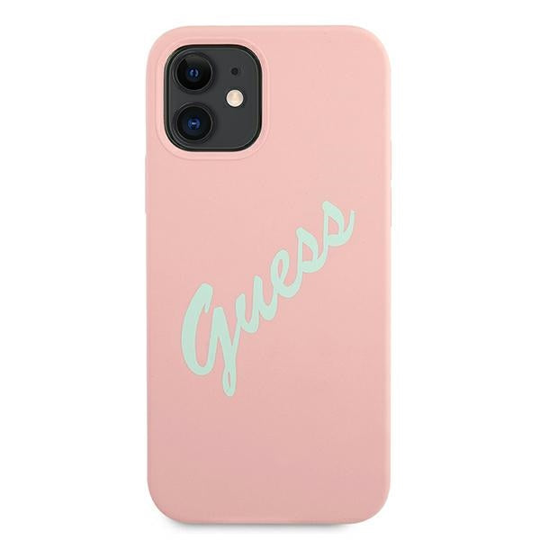Guess GUHCP12SLSVSPG iPhone 12 mini 5.4&quot; rose green/green pink hardcase Silicone Vintage