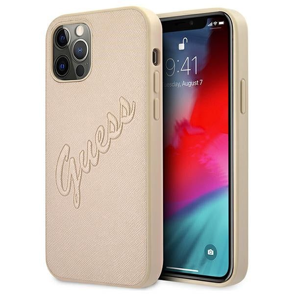 Guess GUHCP12LRSAVSLG iPhone 12 Pro Max 6.7&quot; gold/gold hardcase Saffiano Vintage Script