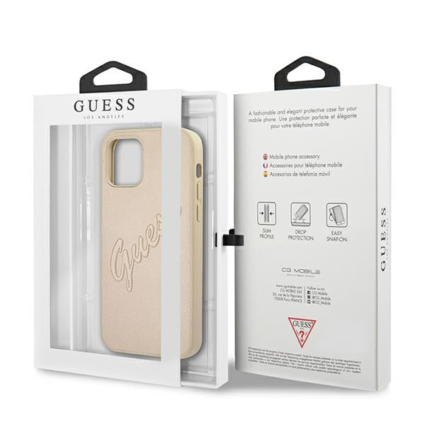 Guess GUHCP12LRSAVSLG iPhone 12 Pro Max 6.7&quot; gold/gold hardcase Saffiano Vintage Script